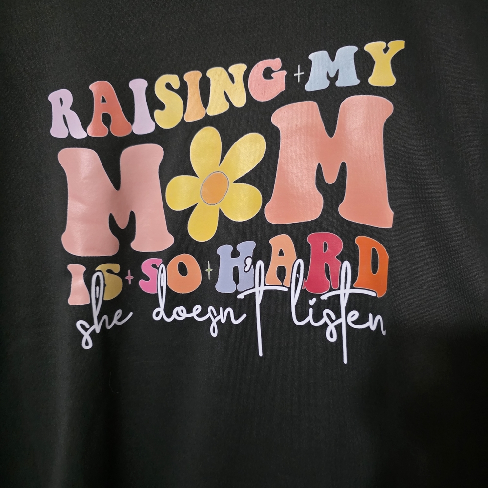 Source Unknown Black Sweatshirt With Colorful Pri… - image 2